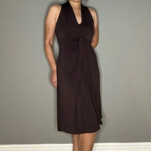 brown cinched dress Akita Satin Cinched Shirt Dress main image 1